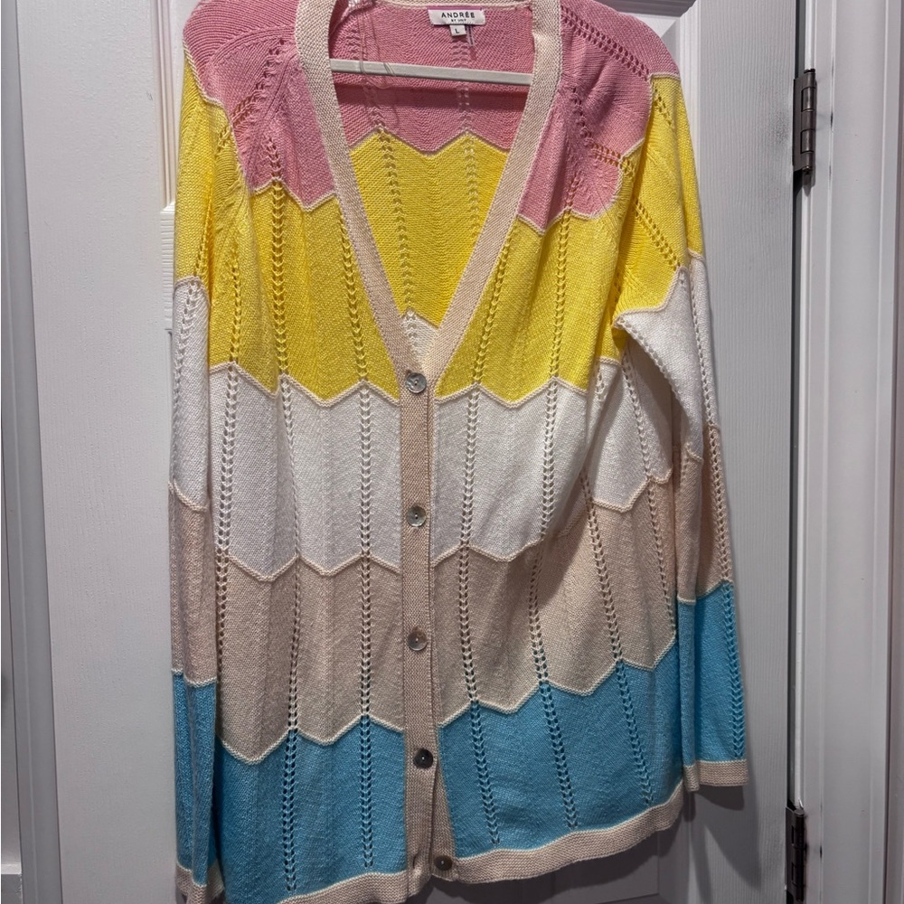 ANDREE BY UNIT Women's Colorful Chevron Cardigan